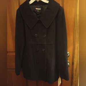 XOXO Women's Elegant Black Pea Coat